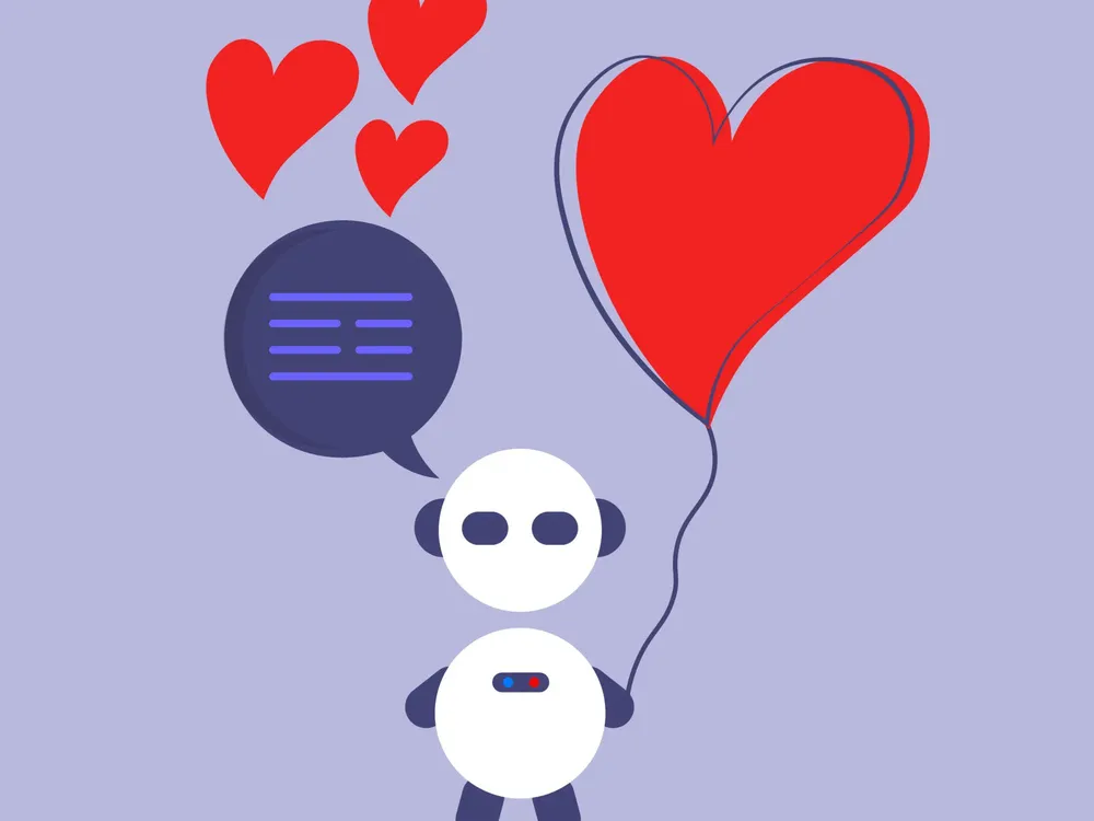 online-love-concept-with-chat-bot-and-heart-free-vector